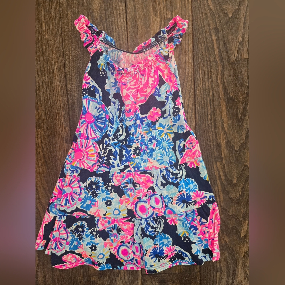 Lilly Pulitzer Floral Dress - Pink and Blue Girls XS